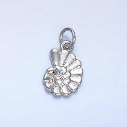24K Gold Filled 14mm Mini Circular Sea Clam Shell Charm in Gold &amp; Silver | X858