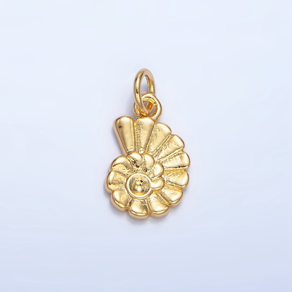24K Gold Filled 14mm Mini Circular Sea Clam Shell Charm in Gold &amp; Silver | X858