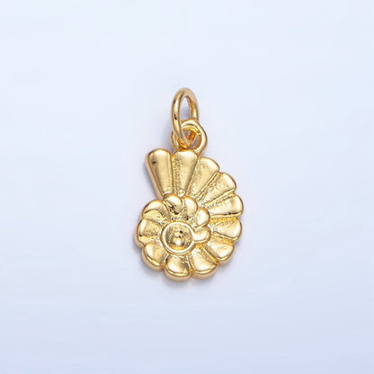 24K Gold Filled 14mm Mini Circular Sea Clam Shell Charm in Gold &amp; Silver | X858