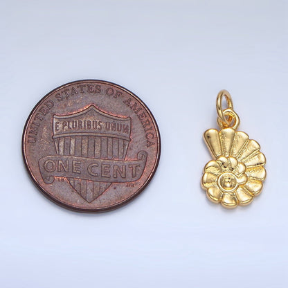 24K Gold Filled 14mm Mini Circular Sea Clam Shell Charm in Gold &amp; Silver | X858