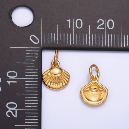24K Gold Filled Mini Clam Sea Shell Minimalist Charm | W326