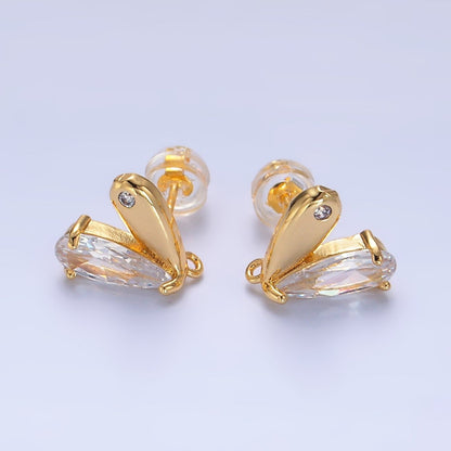 24K Gold Filled Mini Clear CZ Heart Stud Earrings | Z1067