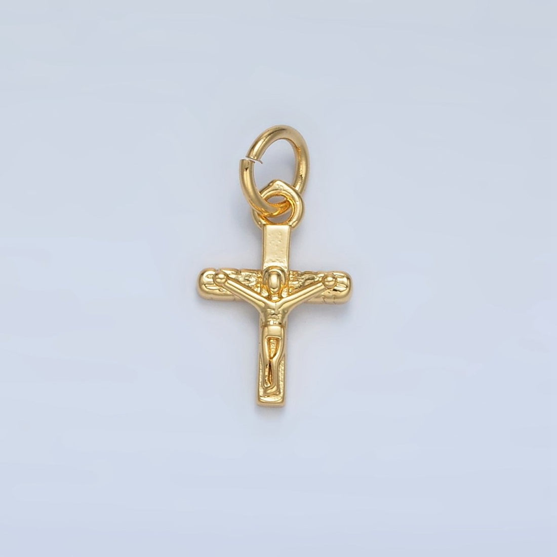 24K Gold Filled Mini Crucifix Jesus Cross Minimalist Charm | AG855
