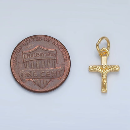 24K Gold Filled Mini Crucifix Jesus Cross Minimalist Charm | AG855