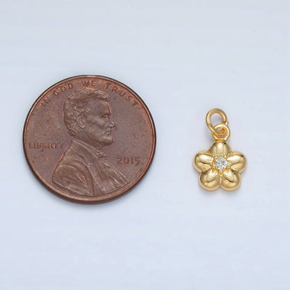24K Gold Filled Mini CZ Daisy Flower Charm | AC164