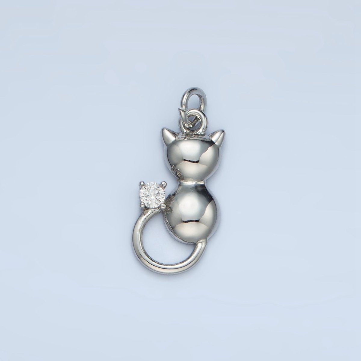 24K Gold Filled 16.5mm Mini CZ Kitten Cat Pet Animal Charm in Gold &amp; Silver | E380