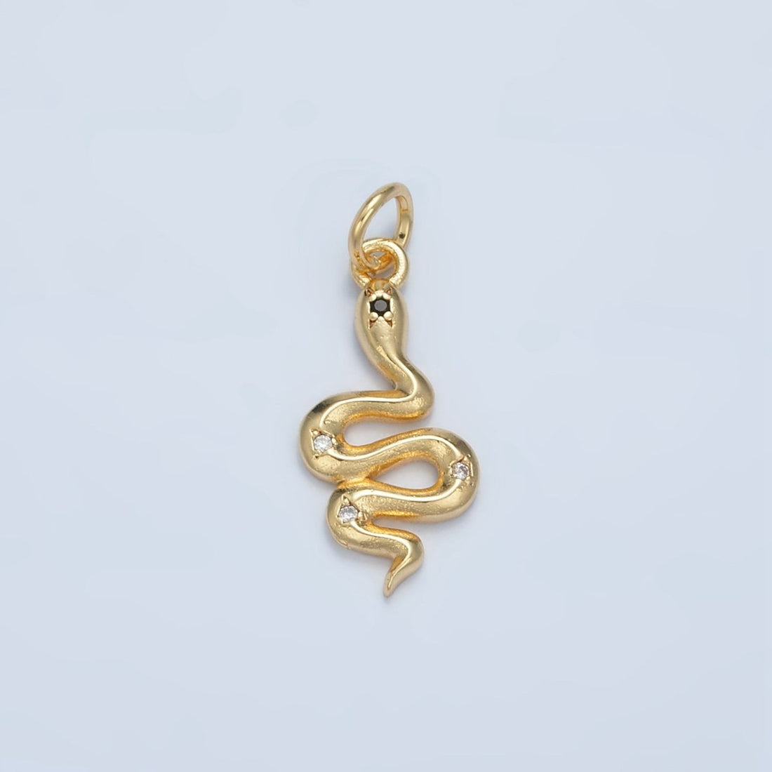 24K Gold Filled Mini CZ Slither Snake Serpent Charm | E732