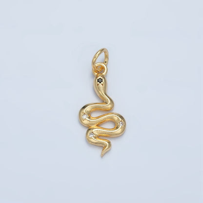 24K Gold Filled Mini CZ Slither Snake Serpent Charm | E732