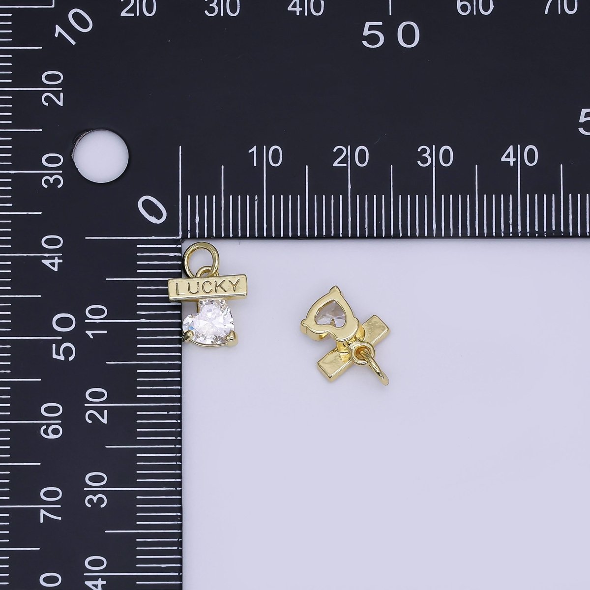 24K Gold Filled Mini Heart CZ Lucky Charm | AJ-360