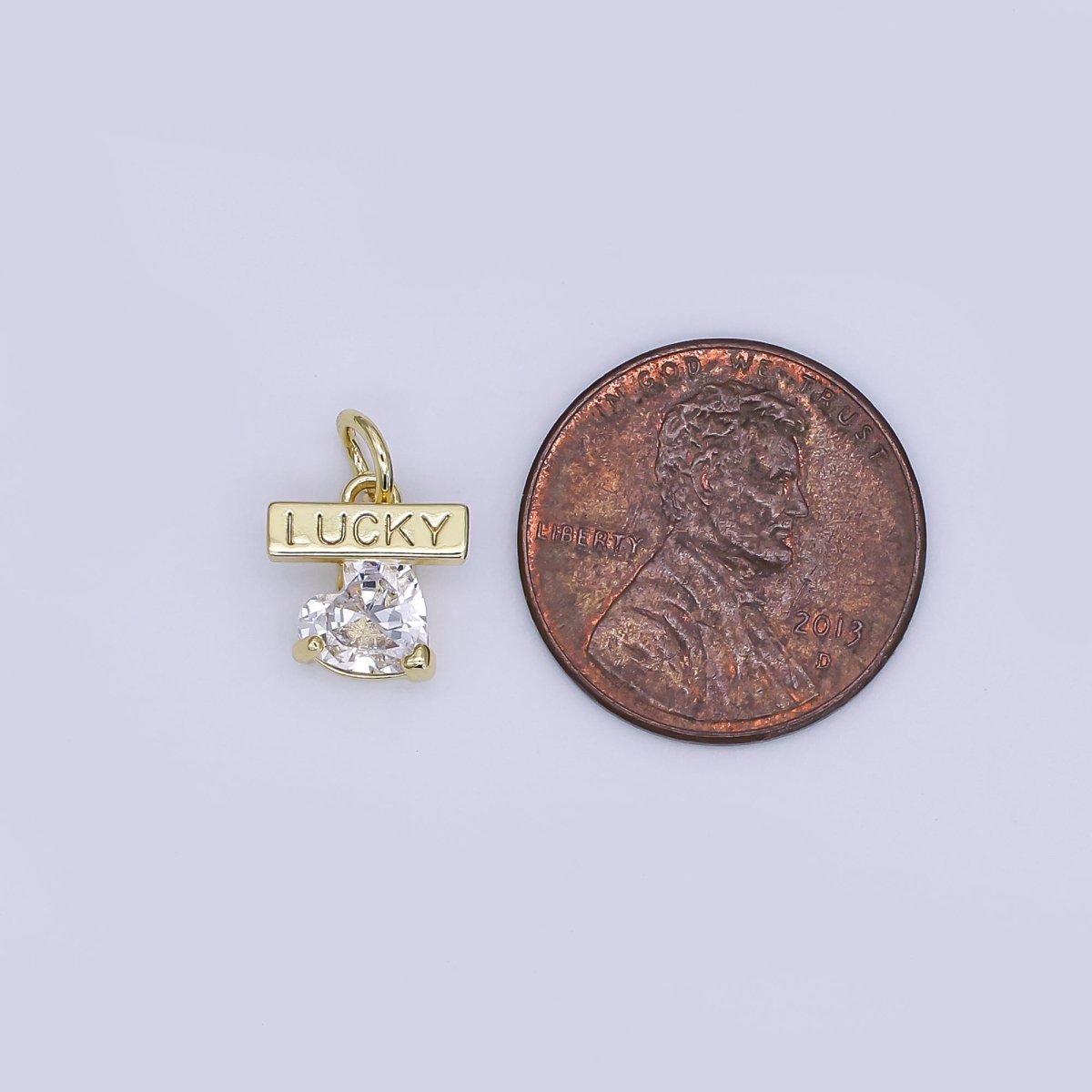 24K Gold Filled Mini Heart CZ Lucky Charm | AJ-360