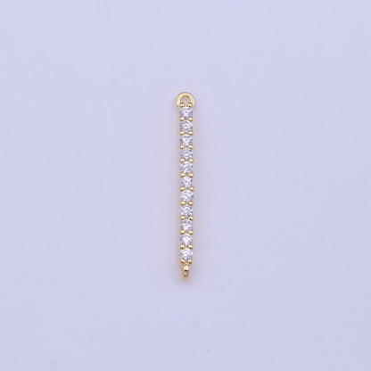 24K Gold Filled Mini Micro Paved Clear CZ Tag Line Bar Gold Charm | Y-00652