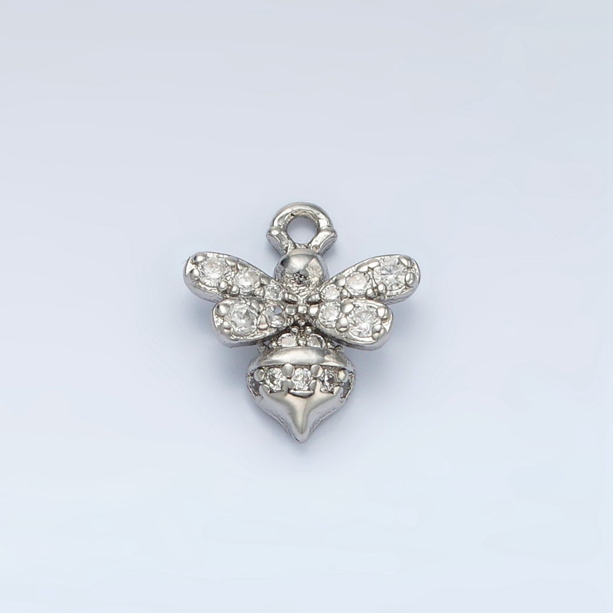 24K Gold Filled 11m Micro Paved CZ Bumble Queen Bee Charm in Gold &amp; Silver | AG869