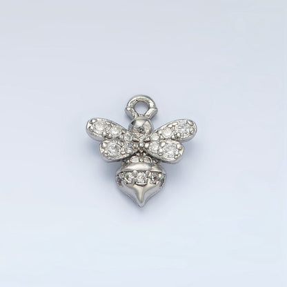24K Gold Filled 11m Micro Paved CZ Bumble Queen Bee Charm in Gold &amp; Silver | AG869