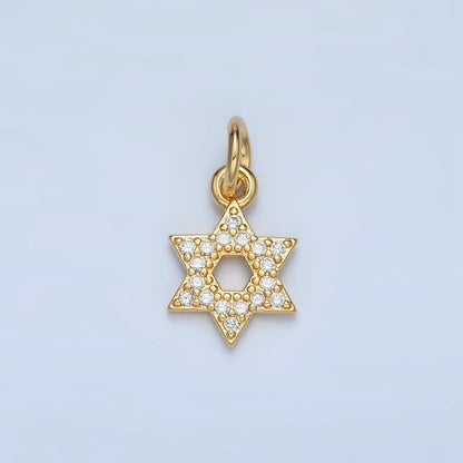 24K Gold Filled Mini Micro Paved CZ Jewish Star of David Charm | W187