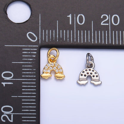 24K Gold Filled 7mm Micro Paved CZ Rainbow Mini Charm in Gold &amp; Silver | W378