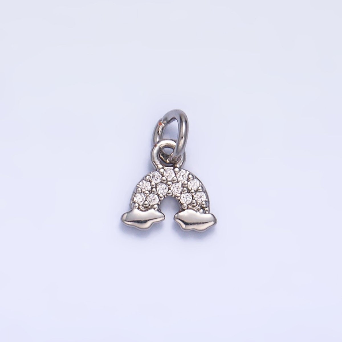 24K Gold Filled 7mm Micro Paved CZ Rainbow Mini Charm in Gold &amp; Silver | W378