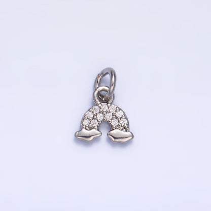 24K Gold Filled 7mm Micro Paved CZ Rainbow Mini Charm in Gold &amp; Silver | W378