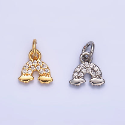 24K Gold Filled 7mm Micro Paved CZ Rainbow Mini Charm in Gold &amp; Silver | W378