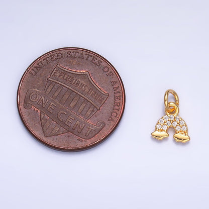 24K Gold Filled 7mm Micro Paved CZ Rainbow Mini Charm in Gold &amp; Silver | W378