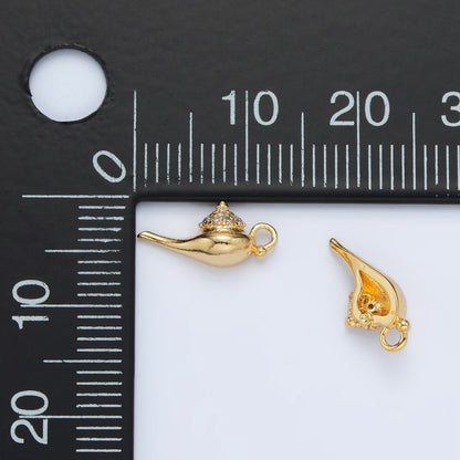 24K Gold Filled Mini Micro Paved Genie Cup Lamp Charm | AC163