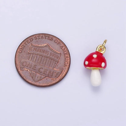 24K Gold Filled Mini Mushroom Enamel Charm | C745