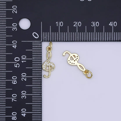 24K Gold Filled Mini Music Notes Charm Micro Pave CZ Pendant | AJ-364