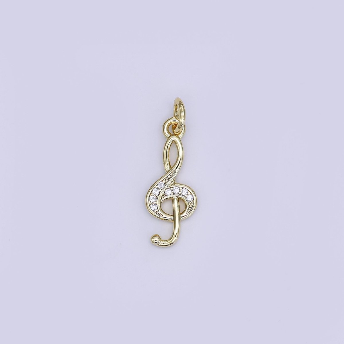 24K Gold Filled Mini Music Notes Charm Micro Pave CZ Pendant | AJ-364