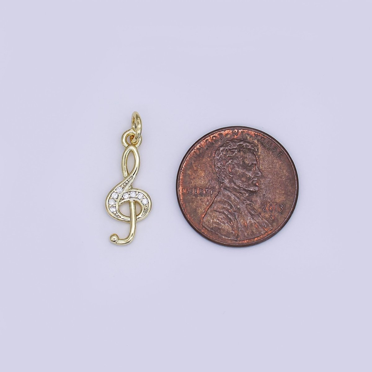 24K Gold Filled Mini Music Notes Charm Micro Pave CZ Pendant | AJ-364