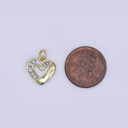 24K Gold Filled Mini Open Heart Charm Micro Pave CZ Pendant | AJ-357