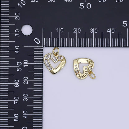 24K Gold Filled Mini Open Heart Charm Micro Pave CZ Pendant | AJ-357