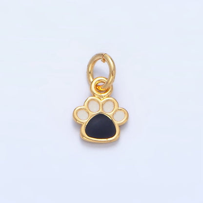 24K Gold Filled Mini Pet Animal Paw Print Enamel Charm | X829