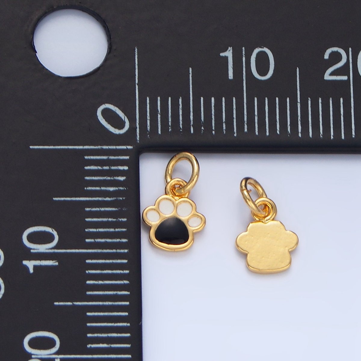 24K Gold Filled Mini Pet Animal Paw Print Enamel Charm | X829