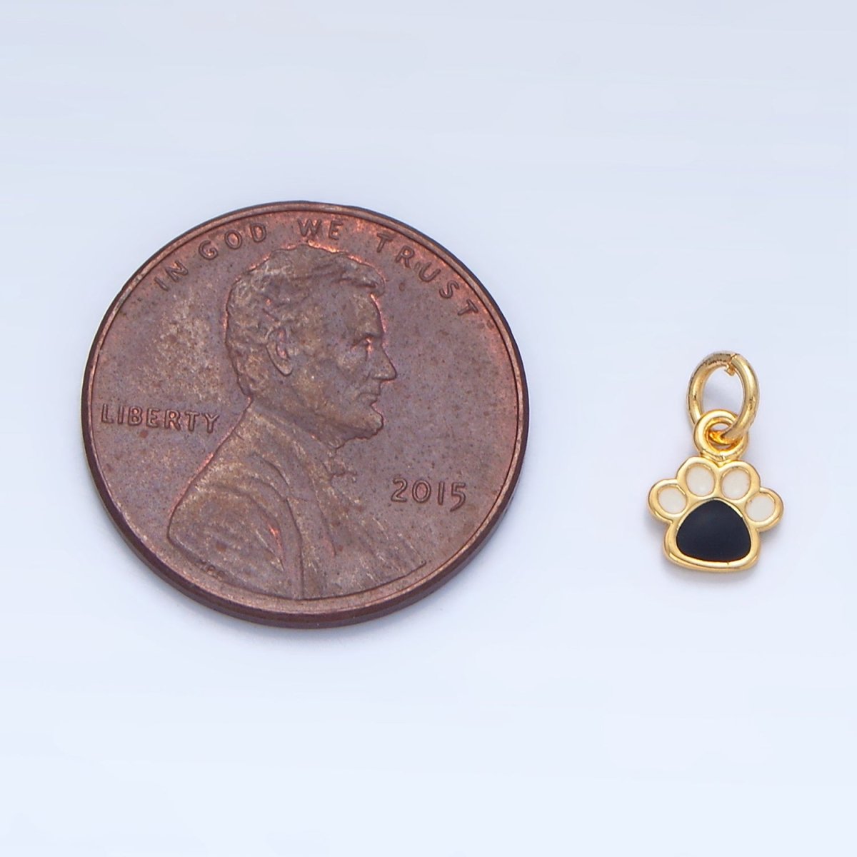 24K Gold Filled Mini Pet Animal Paw Print Enamel Charm | X829