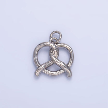 24K Gold Filled 12.5mm Mini Pretzel Pastry 3D Minimalist Charm in Gold &amp; Silver | W105