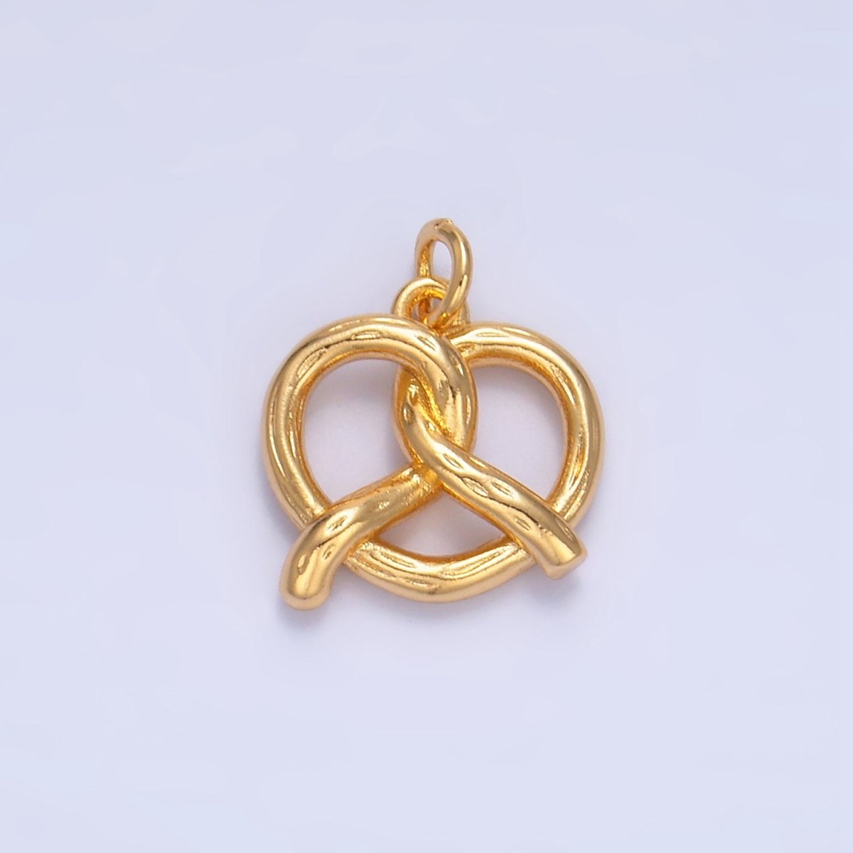 24K Gold Filled 12.5mm Mini Pretzel Pastry 3D Minimalist Charm in Gold &amp; Silver | W105