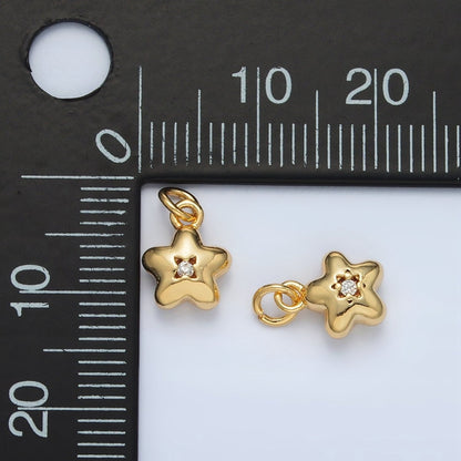 24K Gold Filled Mini Puffed CZ Daisy Flower Charm | AC169