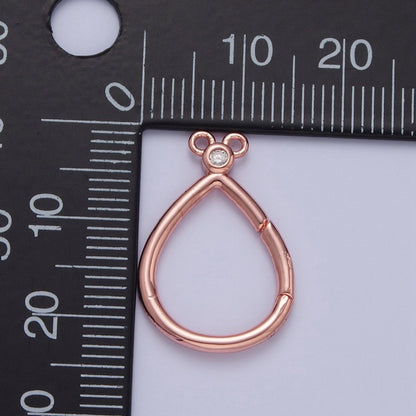 24K Gold Filled Mini Round Cubic Zirconia Teardrop Spring Gate Ring Closure L-798~L-801