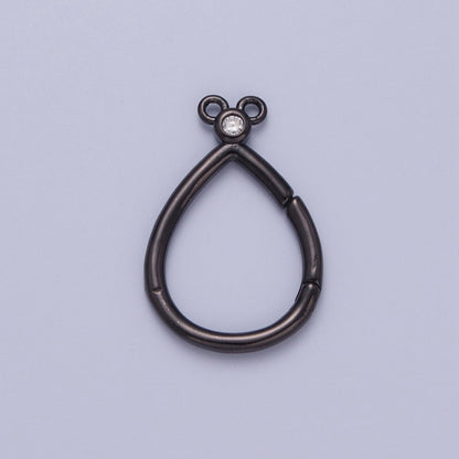 24K Gold Filled Mini Round Cubic Zirconia Teardrop Spring Gate Ring Closure L-798~L-801