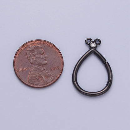 24K Gold Filled Mini Round Cubic Zirconia Teardrop Spring Gate Ring Closure L-798~L-801