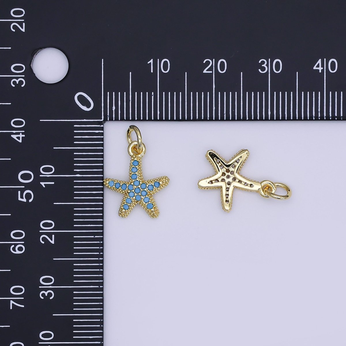 24K Gold Filled Mini Starfish Pendant Celestial Micro Pave Star Charm | AJ-355