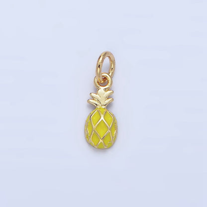 24K Gold Filled Mini Yellow Pineapple Fruit Enamel Charm | X831