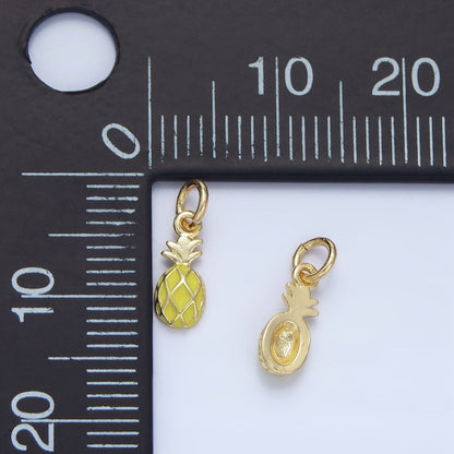 24K Gold Filled Mini Yellow Pineapple Fruit Enamel Charm | X831