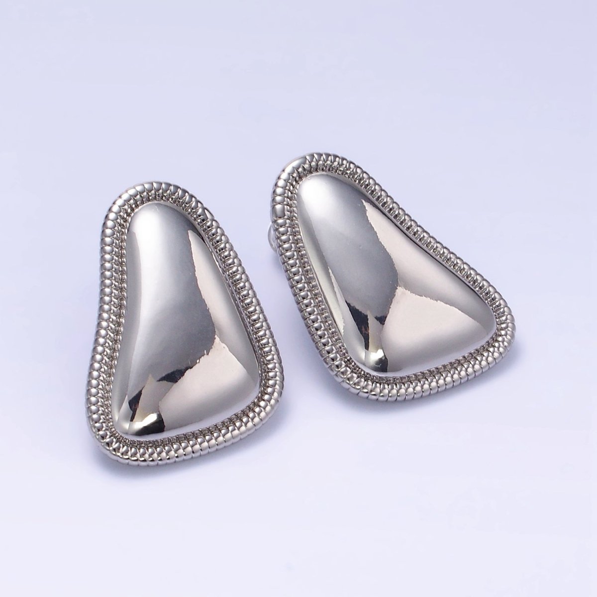24K Gold Filled Minimalist Abstract Triangle Dotted Bezel Earrings Set in Gold &amp; Silver | T311 P359