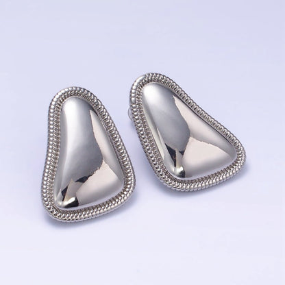 24K Gold Filled Minimalist Abstract Triangle Dotted Bezel Earrings Set in Gold &amp; Silver | T311 P359