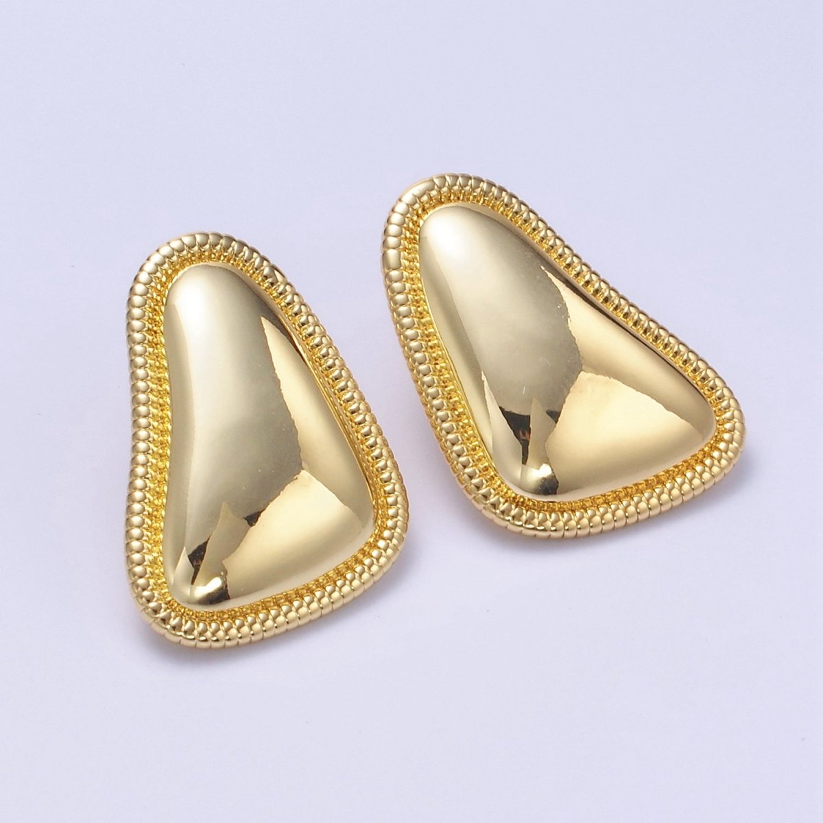 24K Gold Filled Minimalist Abstract Triangle Dotted Bezel Earrings Set in Gold &amp; Silver | T311 P359