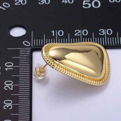 24K Gold Filled Minimalist Abstract Triangle Dotted Bezel Earrings Set in Gold &amp; Silver | T311 P359