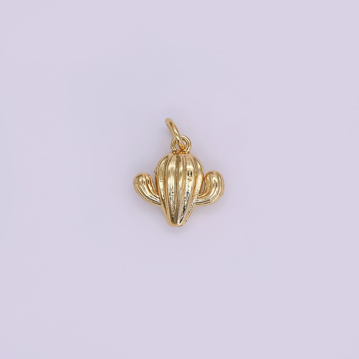 24K Gold Filled Minimalist Cactus Plant Multidimensional 3D Charm | AF426