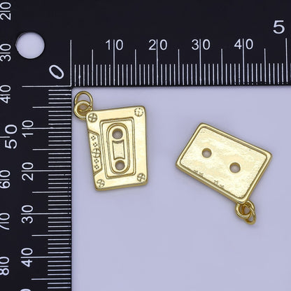 24K Gold Filled Minimalist Cassette Tape Charm | N1299