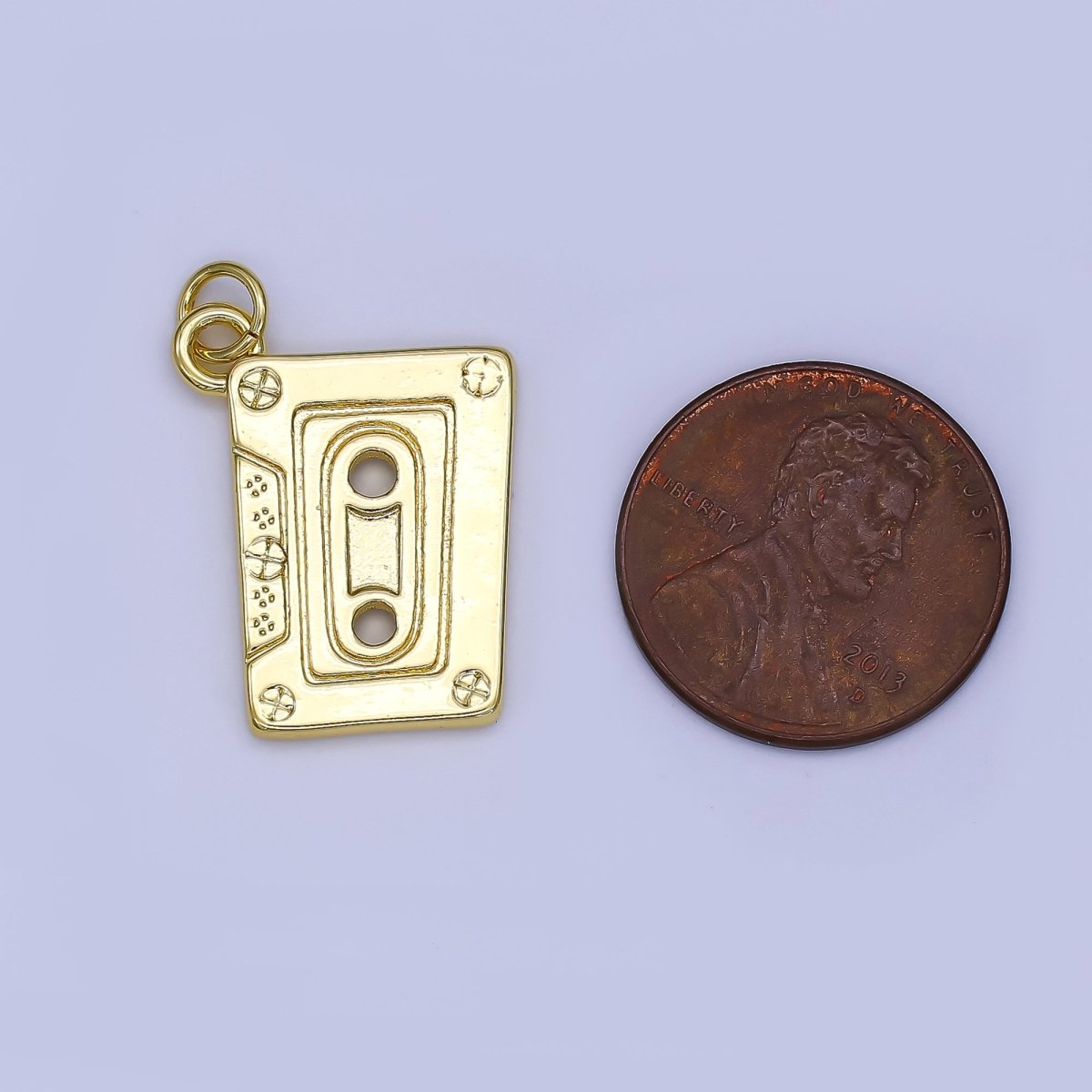 24K Gold Filled Minimalist Cassette Tape Charm | N1299