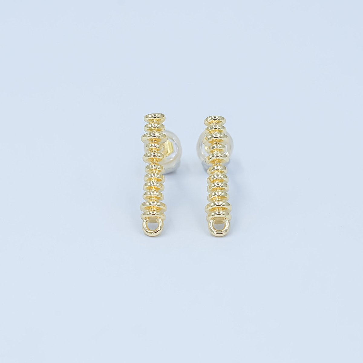 24K Gold Filled Minimalist Coil Wrap Linear Drop Stud Earring Findings | Z1127
